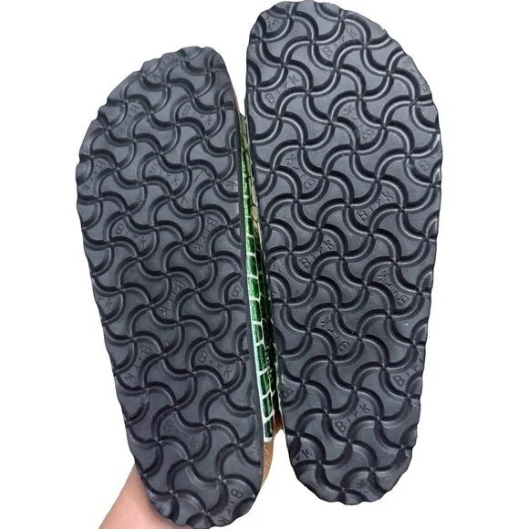 Birkenstock Metallic Green Croc Sandals - Picture 7 of 9